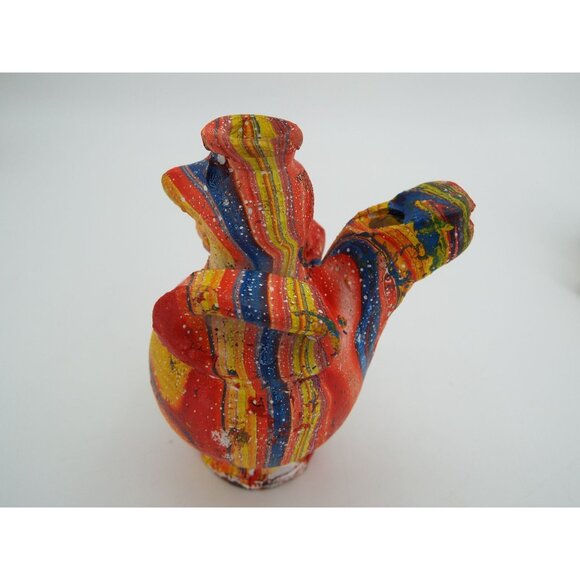 Multicolor Marbled Chicken Rooster Clay Whistle Figurines Folk Art Set of 3 - Picture 12 of 16